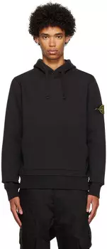 Худи черного цвета с нашивками Stone Island
