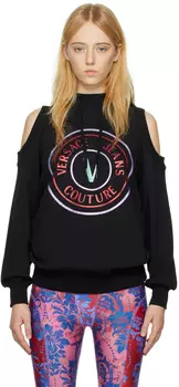 Худи черного цвета с V-образной эмблемой Versace Jeans Couture