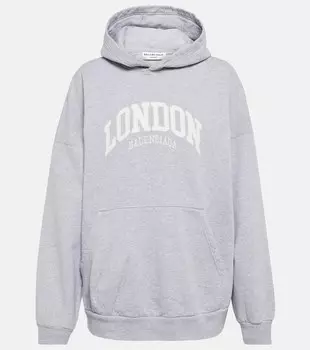 Худи Cities London из хлопка BALENCIAGA, серый