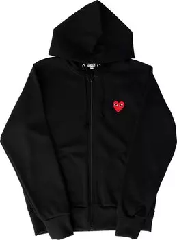 Худи Comme des Garons Play Zip Up Hoodie With Red Heart 'Black', черный