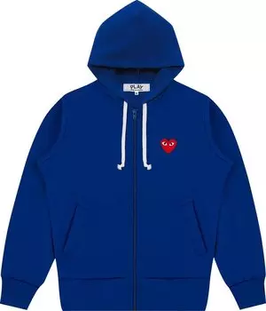 Худи Comme des Garons Play Zip Up Hoodie With Red Heart 'Blue', синий