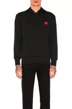 Худи Comme des Garons Red Emblem Poly, черный