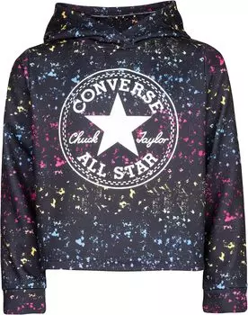 Худи Converse All Over Print Cropped Hoodie, черный