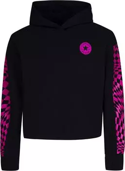 Худи Converse Warp Check Cropped Hoodie, черный