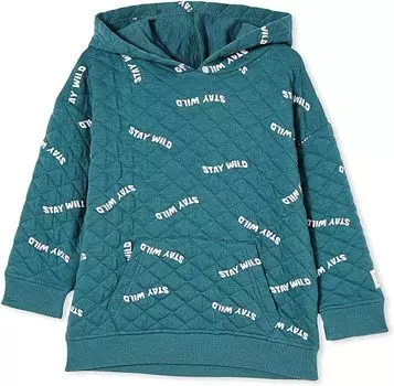 Худи COTTON ON Kyle Drop Shoulder Hoodie, цвет Turtle Green Diamond/Stay Wild YDG