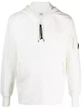 Худи Diagonal Raised на молнии C.P. Company, белый