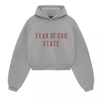 Худи Fear of God Essentials Fleece Cropped Hoodie Dark Heather, серый
