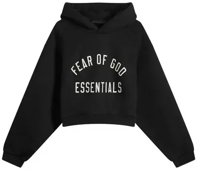 Худи Fear of God Essentials Fleece Cropped Hoodie 'Black', черный