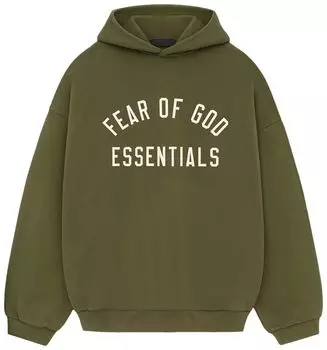 Худи Fear of God Essentials Fleece Hoodie 'Military', зеленый