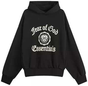 Худи Fear of God Essentials Fleece Vintage Shrunken Hoodie 'Black', черный