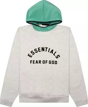 Худи Fear of God Essentials Nylon Fleece 'Light Heather Grey/Mint Leaf', серый