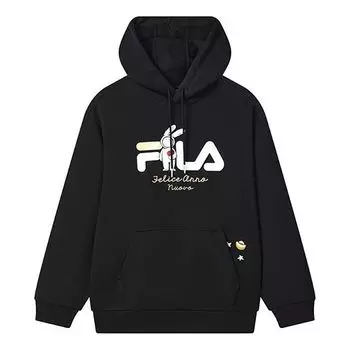Худи FILA Logo Hoodie 'Black White', черный