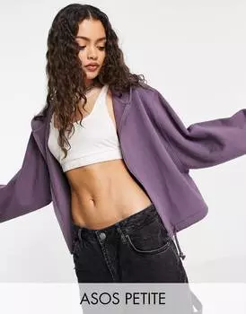 Худи фиолетового цвета свободного кроя на молнии ASOS DESIGN Petite
