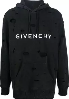 Худи Givenchy Classic Fit Hole Hoodie 'Black', черный
