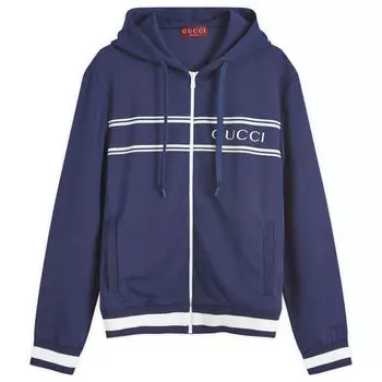 Худи Gucci Logo Zip Hoodie, темно-синий