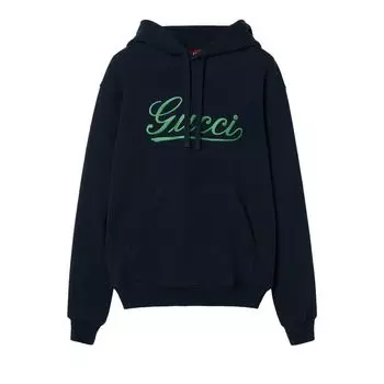 Худи Gucci Script Logo Hoodie 'Navy', синий