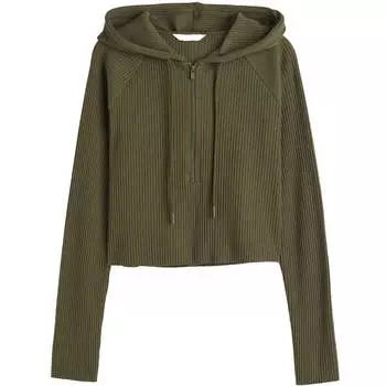 Худи H&amp;M Crop, темно-зеленый хаки