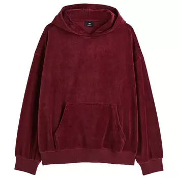 Худи H&amp;M Oversized Fit Velour, бордовый