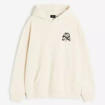 Худи H&M Felix the Cat Relaxed Fit Hoodie, кремовый