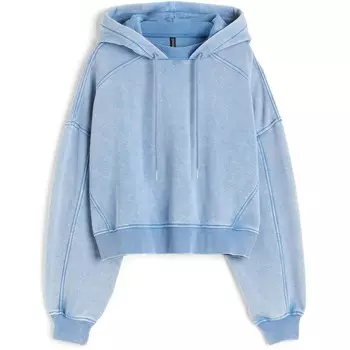 Худи H&M Oversized Washed-look, светло-голубой