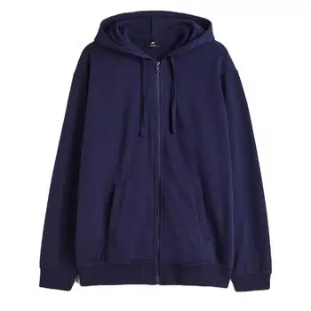 Худи H&M Relaxed Fit Hooded Jacket, темно-синий