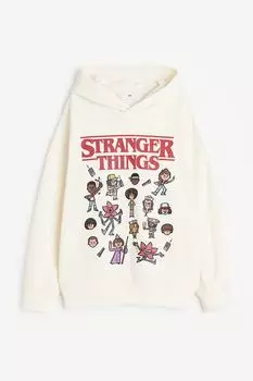 Худи H&M Stranger Things Oversized Printed, белый