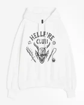 Худи H&M Stranger Things Oversized Printed, белый