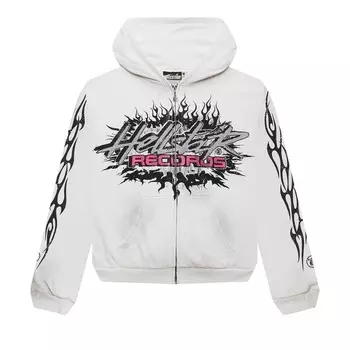 Худи Hellstar Records Glitter Zip Up Hoodie White, белый