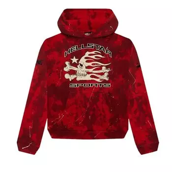 Худи Hellstar Sports Tie-Dye Skull Hoodie, красный