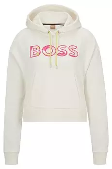 Худи Hugo Boss Cotton-blend Relaxed-fit With Printed Logo, кремовый