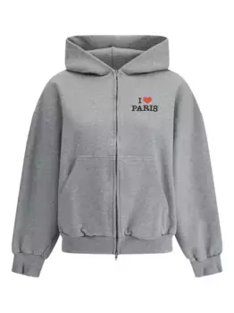 Худи I Love Paris на молнии BALENCIAGA, серый