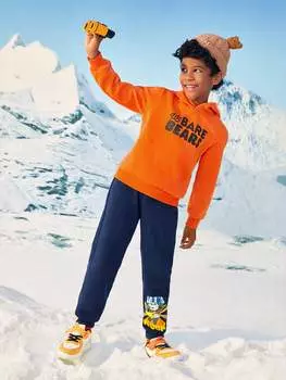 Худи и спортивные штаны Shein с графическим слоганом, оранжевый