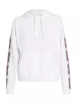 Худи из эластичного хлопка с логотипом Moschino, белый