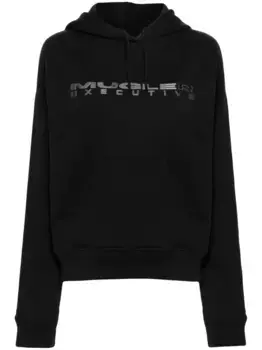 Худи из джерси с логотипом Mugler, черный