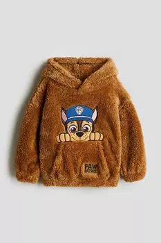 Худи из флиса тедди H&M, коричневый