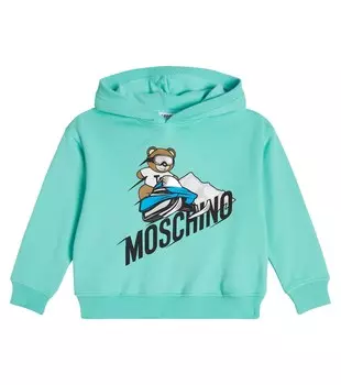 Худи из хлопка с логотипом Moschino, зеленый