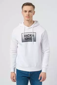 Худи из хлопка с логотипом Steel Jack & Jones, белый