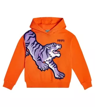 Худи из хлопка с принтом Kenzo, оранжевый