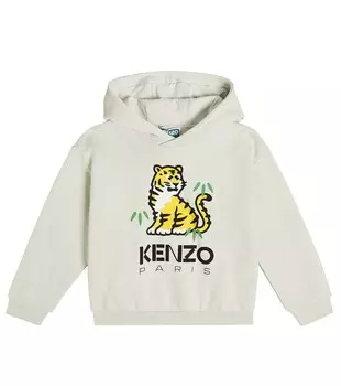 Худи из хлопка с принтом Kenzo, серый