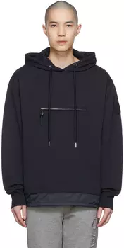 Худи из хлопка темно-синего цвета Moncler