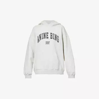 Худи из хлопкового джерси Harvey с логотипом Anine Bing, серый