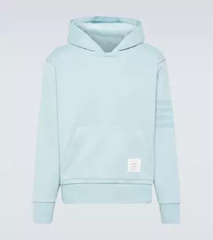 Худи из хлопкового джерси с 4 полосками Thom Browne, синий