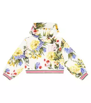 Худи из хлопкового джерси с цветочным принтом dg Dolce&Gabbana, белый