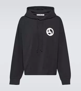 Худи из хлопкового джерси с логотипом Acne Studios, черный