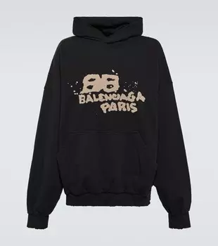 Худи из хлопкового джерси с логотипом Balenciaga, разноцветный