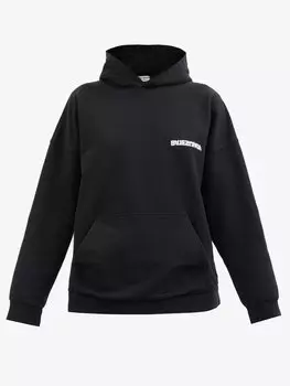 Худи из хлопкового джерси с логотипом Balenciaga, черный