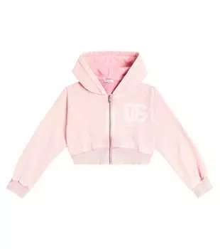 Худи из хлопкового джерси с логотипом Dolce&Gabbana, розовый