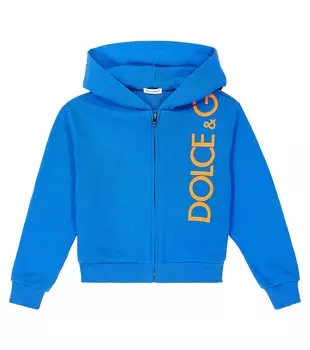 Худи из хлопкового джерси с логотипом Dolce&Gabbana, синий