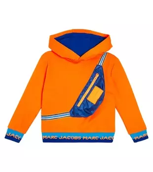 Худи из хлопкового джерси с логотипом Marc Jacobs Kids, апельсин