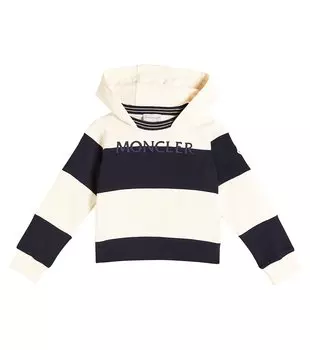 Худи из хлопкового джерси с логотипом Moncler Enfant, синий
